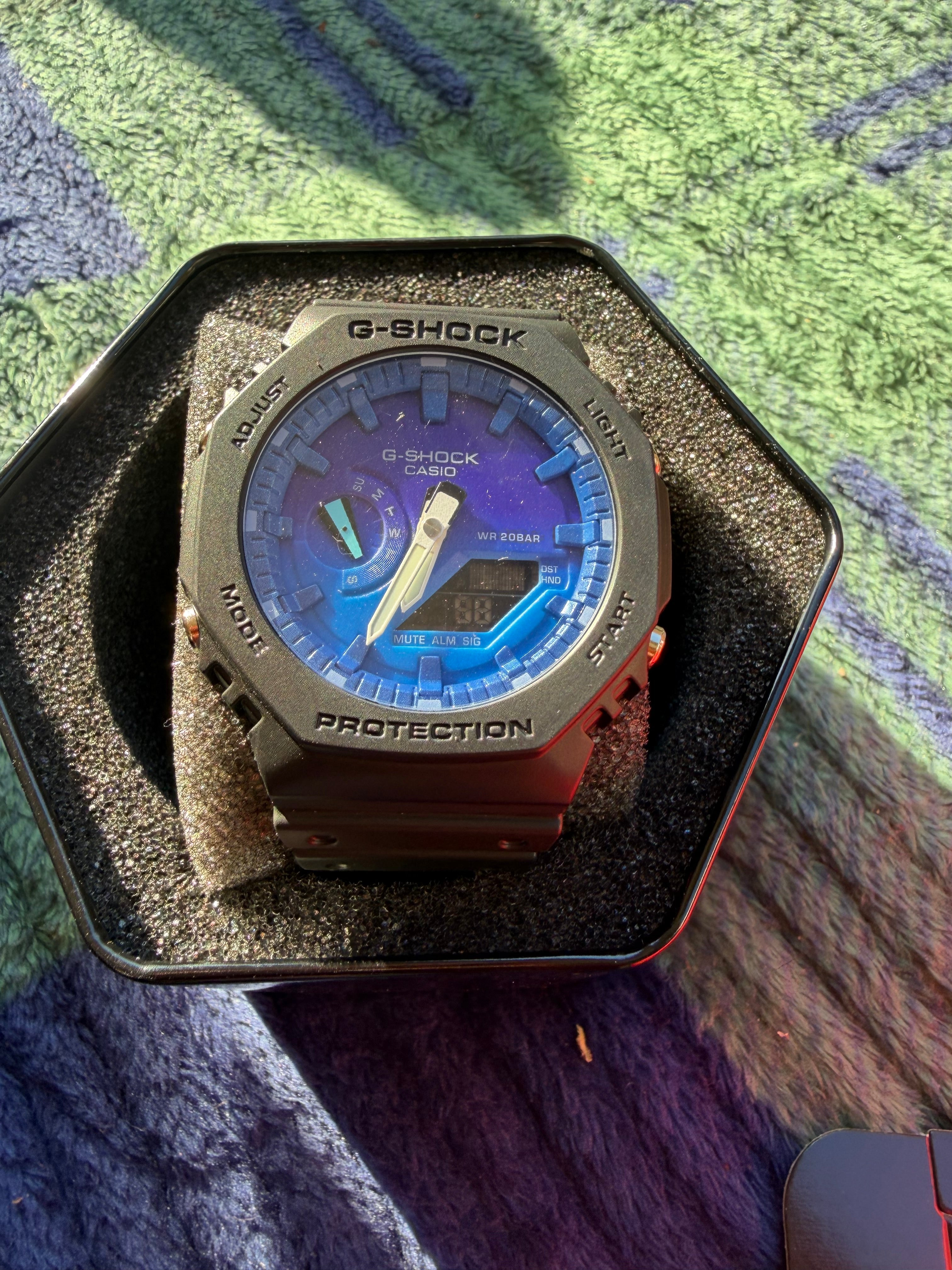 Ga-2100 black purple and blue inside